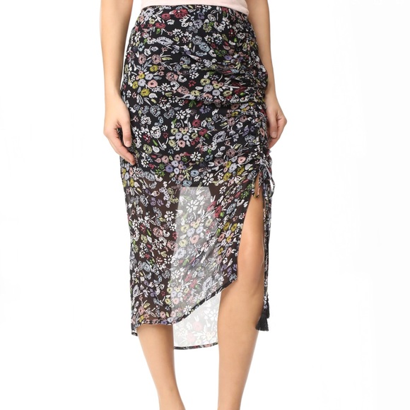 SOLD - Rebecca Minkoff Romy Ruched-Side Floral Midi Skirt - Picture 3 of 8